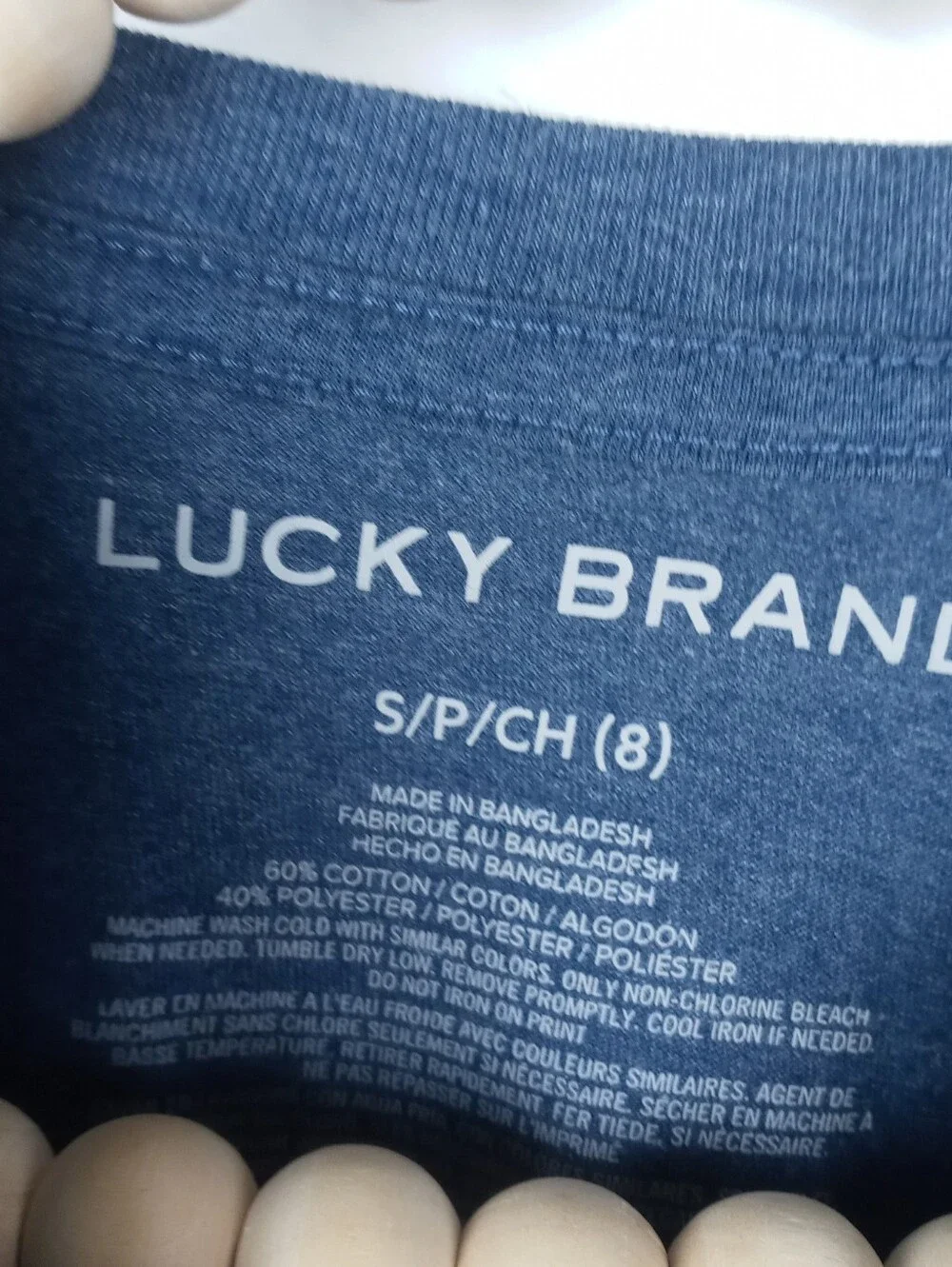 Lucky Brand boys 8 blue flex long sleeve logo design top vintage like design